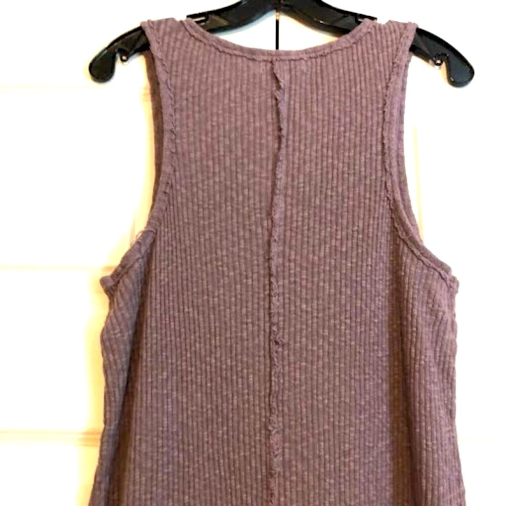 NWT Anthropologie x t.la Lia Lavender Bodycon Ribbed Raw Edges Midi Tank Dress M - Picture 5 of 6